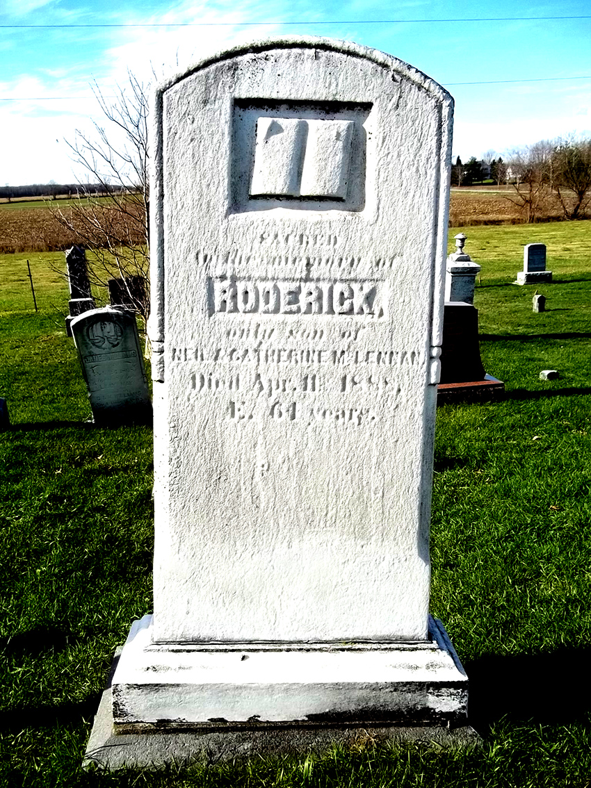Photo of headstones/Roderick McLennan d1888 hdstn Bainsville 2nd con chyd Lanaster